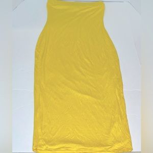 MOA Collection Butter Yellow Slim Fit Bodycon  Elastic Tube Midi Dress Small NEW